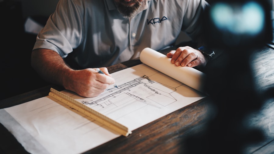 Architektenpläne und Designmaße für ein Renovierungsprojekt